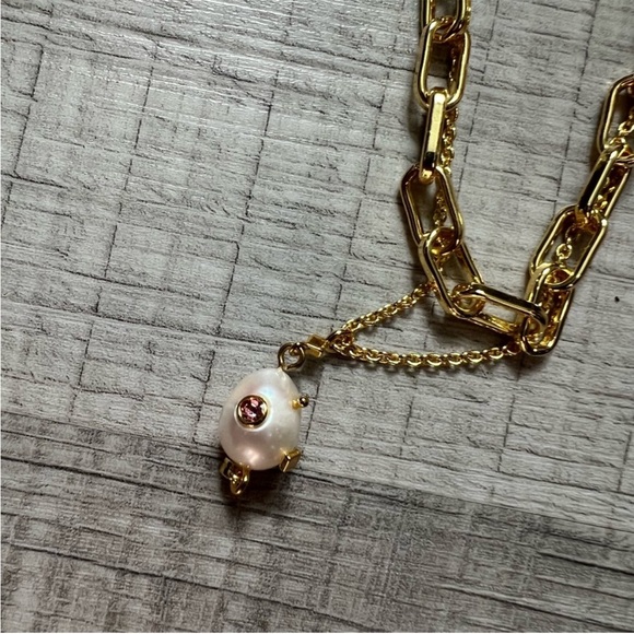 NEW MADEWELL Two-Pack Studded Freshwater Pearl Necklace Set Gold Woodrose - Picture 7 of 9